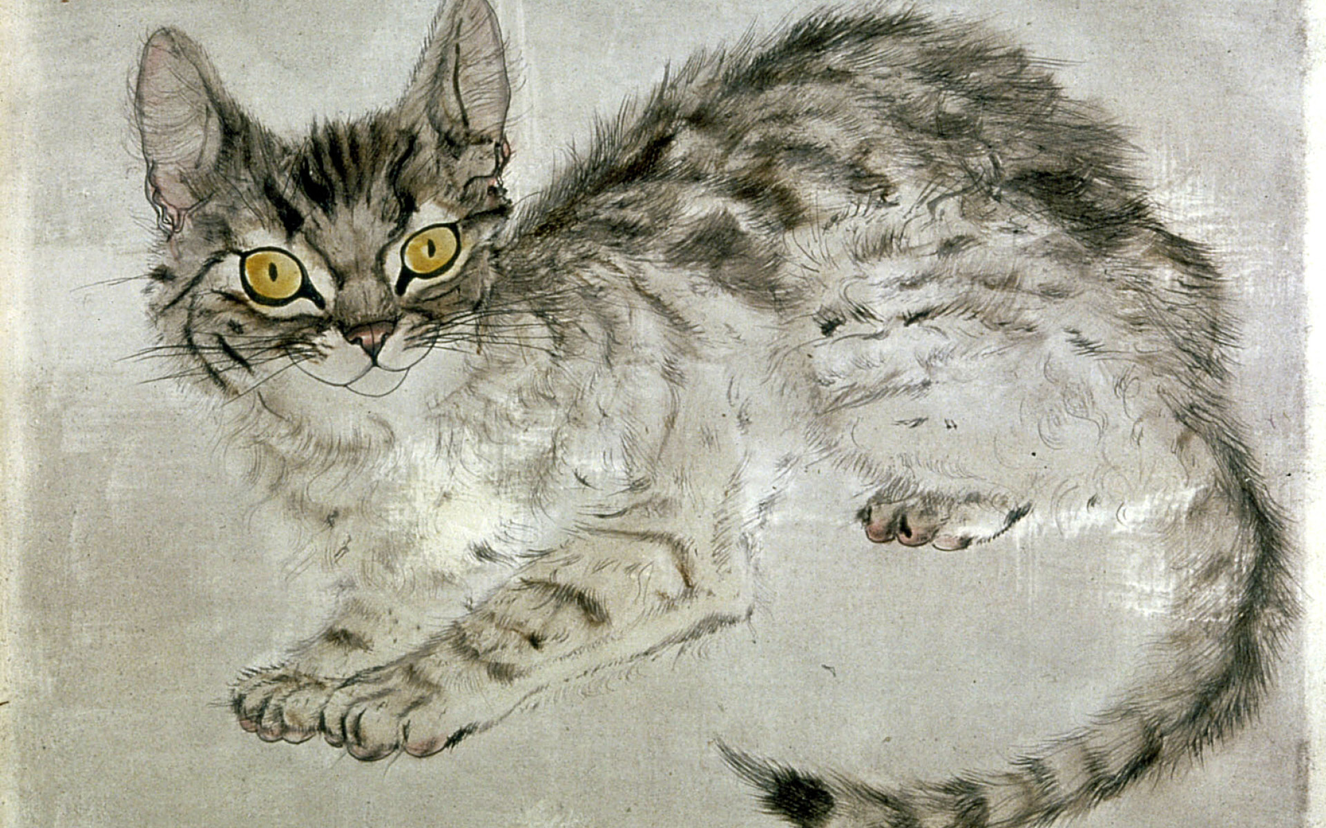 Painted image of a tabby cat.