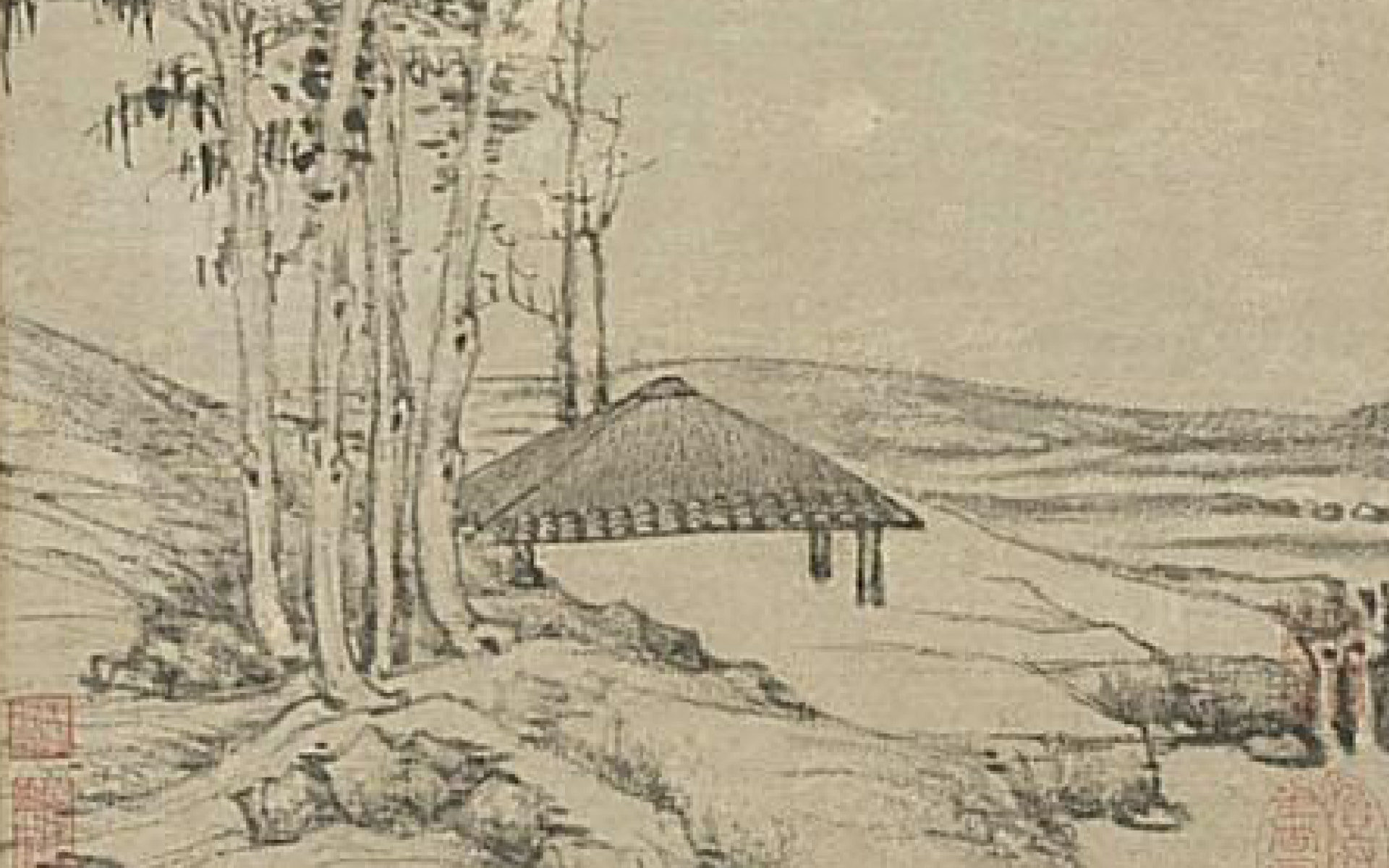 Chinese ink painting by Ni Zan