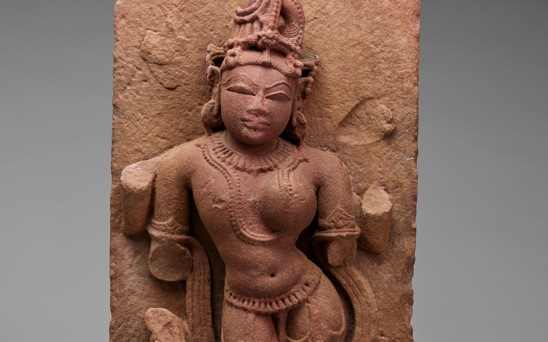 Sculpture of The Hindu deities Shiva and Parvati combined as Ardhanarishvara