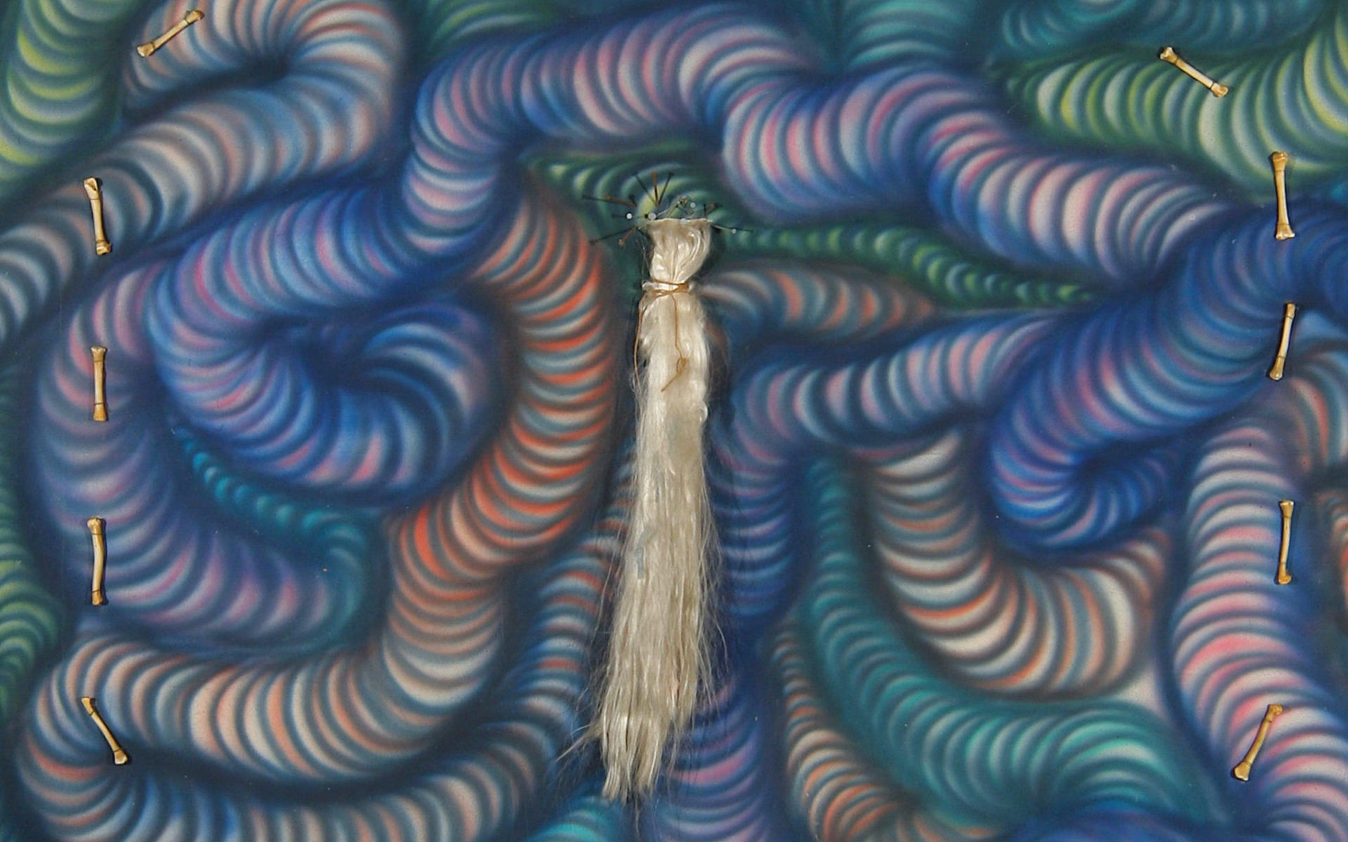 Ritual, 1970–1971, by Carlos Villa (American, 1936–2013). Mixed media on unstretched canvas. H. 97 in. x W. 94 in. x D. 4 in. Estate of Carlos Villa. Photography © Estate of Carlos Villa. Photograph by Jay Jones.